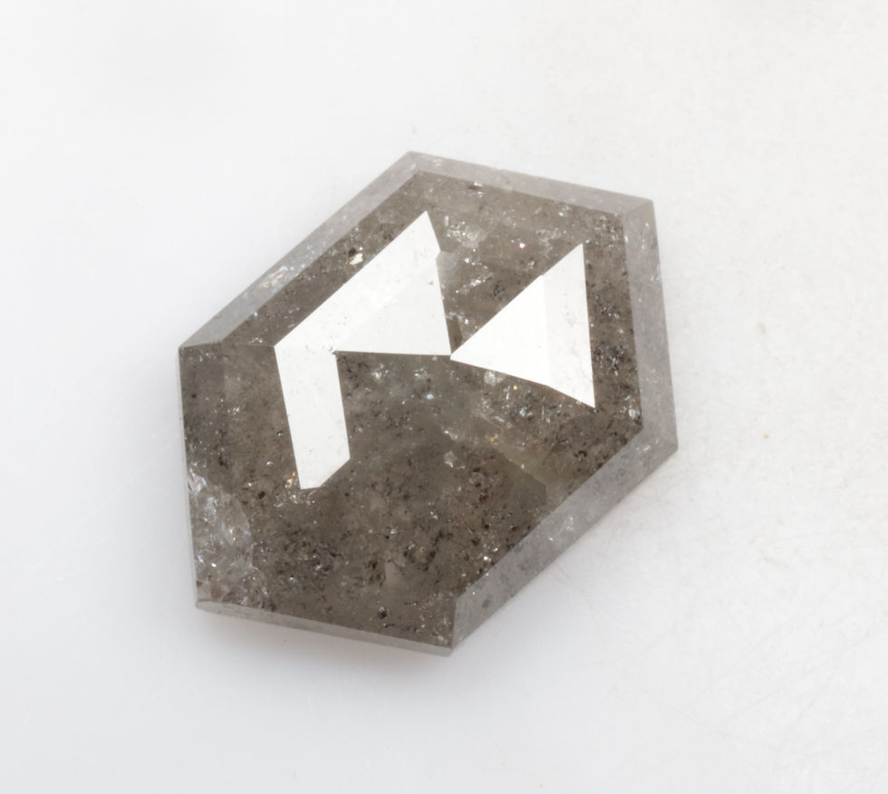 Thumbnail: 3.66 CT 13.2 X 8.7 MM Natural Hexagon Cut Salt and Pepper Diamond for Jewelry