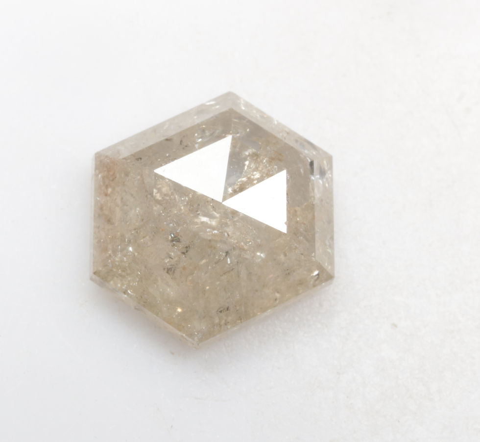 Thumbnail: 3.15 CT 10.5 X 8.5 MM Natural Hexagon Cut Salt and Pepper Diamond For Jewelry