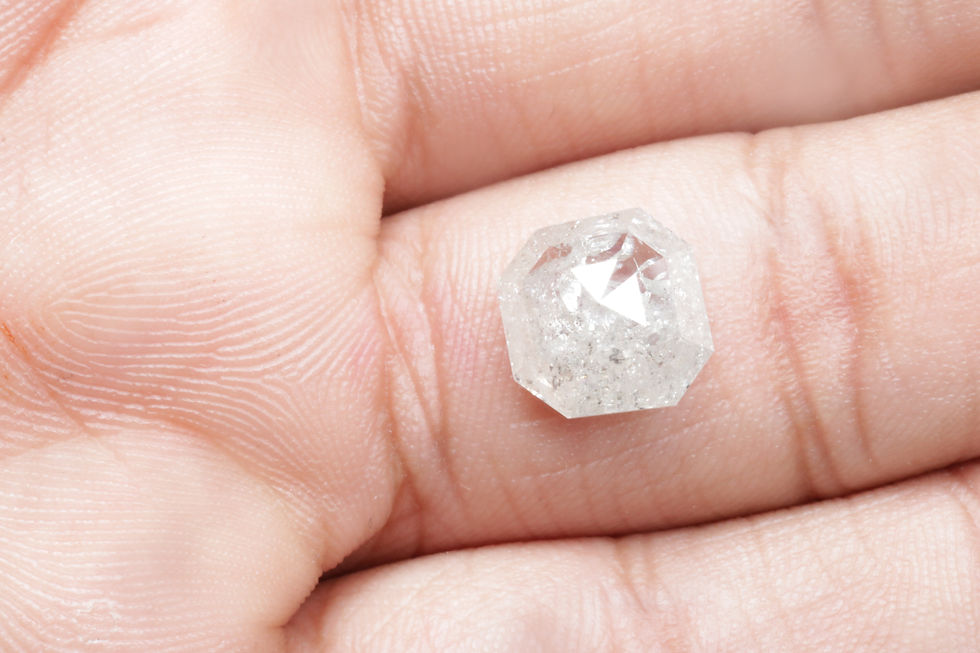 Thumbnail: 3.31 CT 9.1 MM X 9.2 MM Natural Salt and Pepper Emerald cut Diamond White Grey