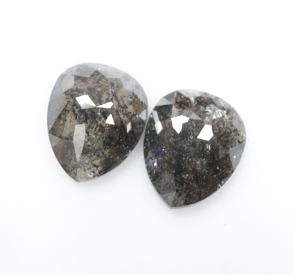 2.64 CT 8.8 X 7.2 MM Natural Pear cut Salt and pepper Diamond Pair for Earrings