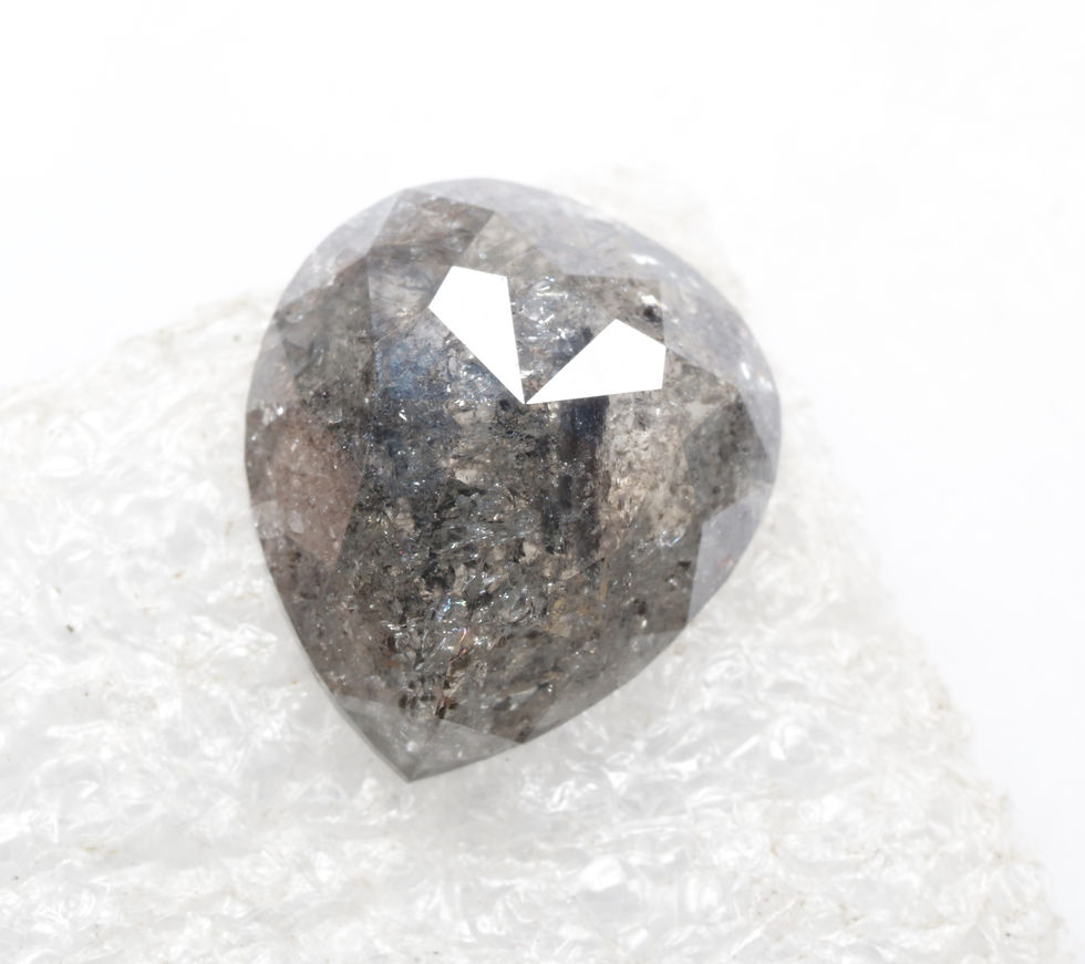 Thumbnail: 2.18 CT 10.2 X 8.8 MM Natural Pear cut Salt and Pepper Diamond for Jewelry