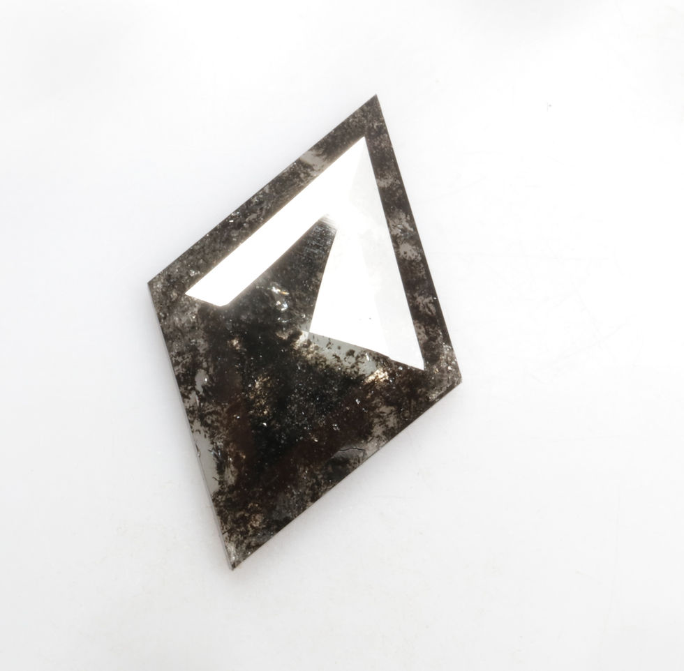 Thumbnail: 6.07 CT 23.9 X 15.6 MM Kite cut Natural Salt and Pepper Diamond for Kite Ring