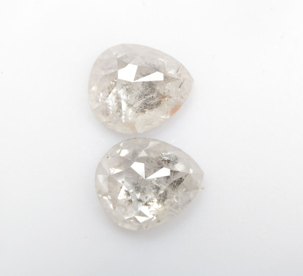 Thumbnail: 2.23 CT 7.6 X 6.4 MM Natural Pear cut Salt and pepper Diamond Pair for Earrings