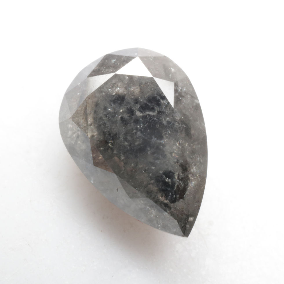 Thumbnail: 2.45 CT 9.7 X 7.0 MM Pear cut Natural Loose Diamond Black color for Pear Ring