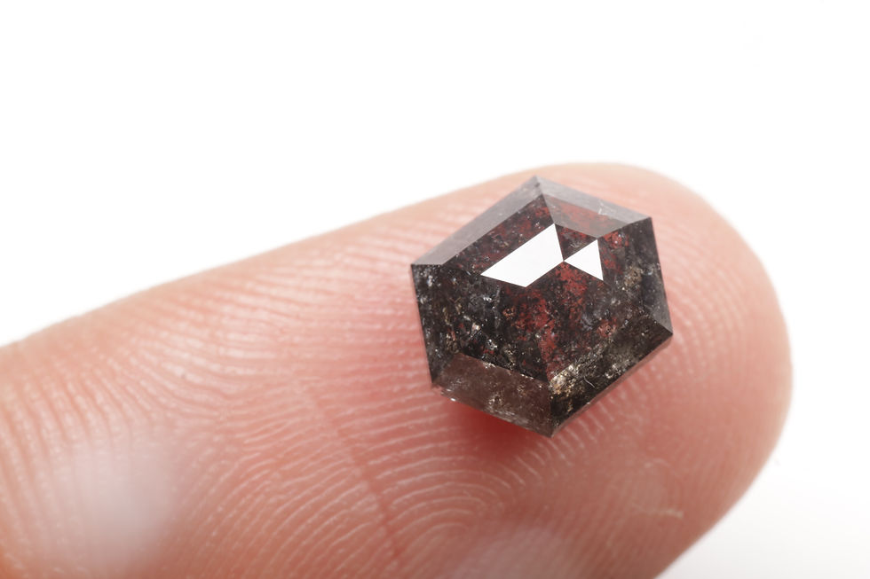 Thumbnail: 1.86 CT 8.4 X 6.6 MM Salt and pepper Natural Hexagon Diamond Black color Diamond