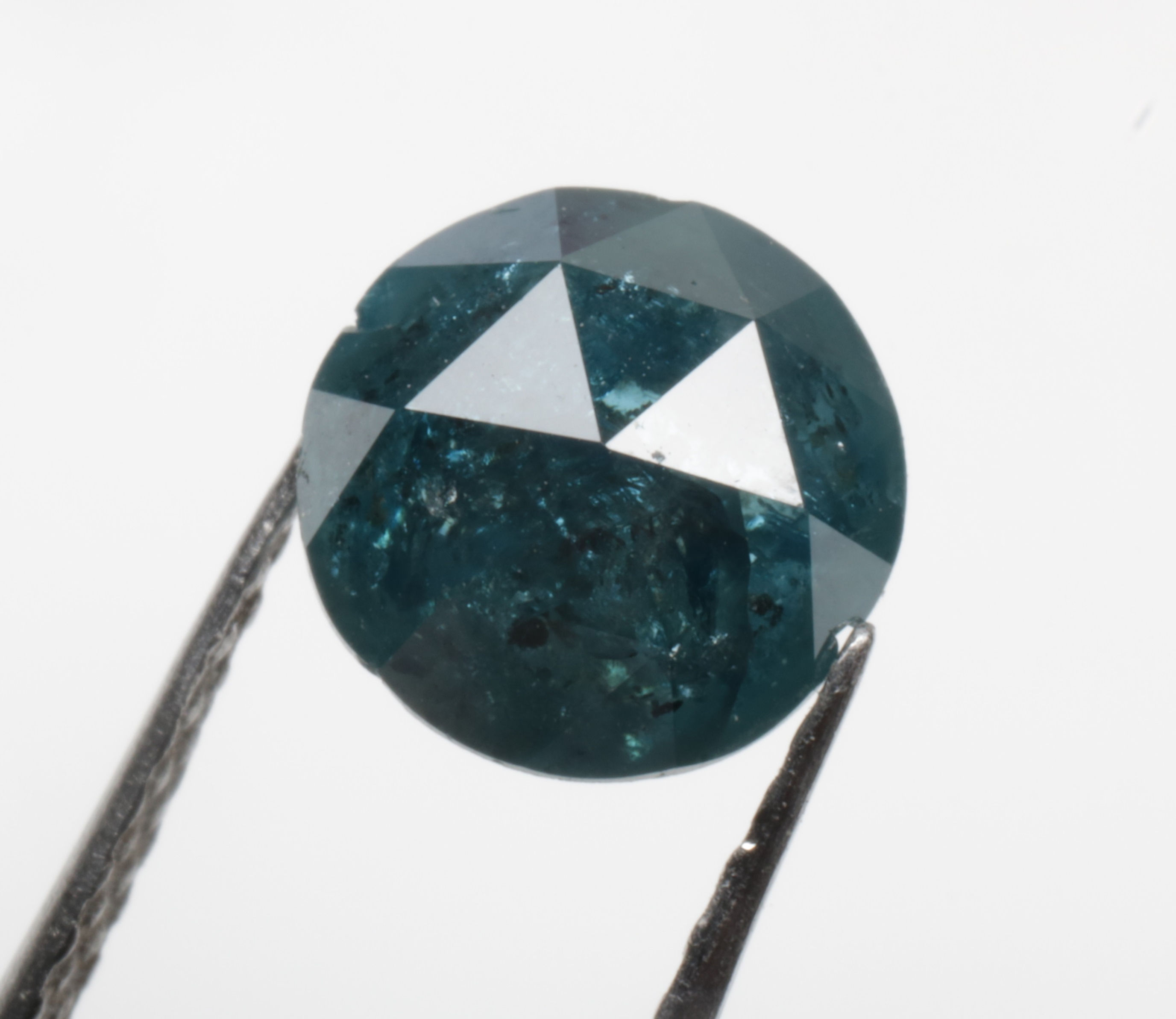 1.22 CT 6.4 MM Natural Loose Round Rose cut Diamond, Treated Blue color