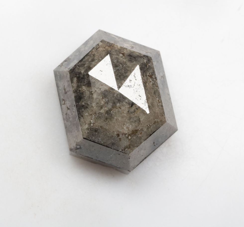Thumbnail: 15.70 CT 16.9 X 12.5 MM Natural Hexagon Cut Loose Diamond Grey color For Jewelry