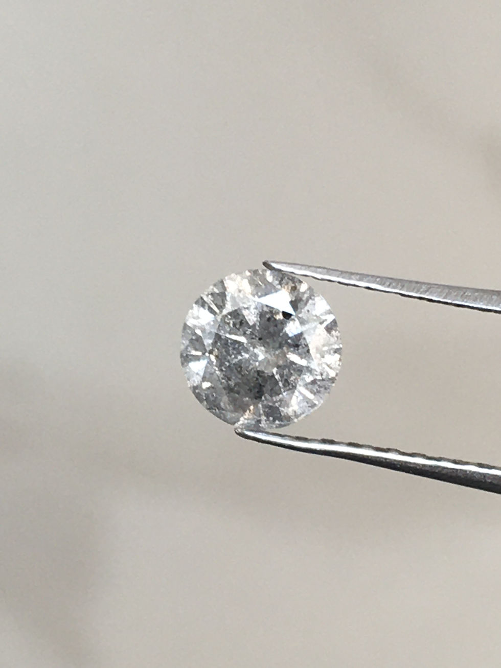 Thumbnail: 0.45 CT 4.8 MM Natural Round Cut Salt and pepper Brilliant cut Diamond