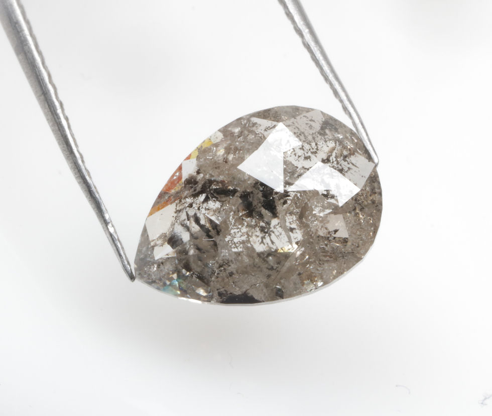 Thumbnail: 1.83 CT 10.7 X 7.7 MM Pear cut Natural Salt and Pepper Diamond Black Grey color