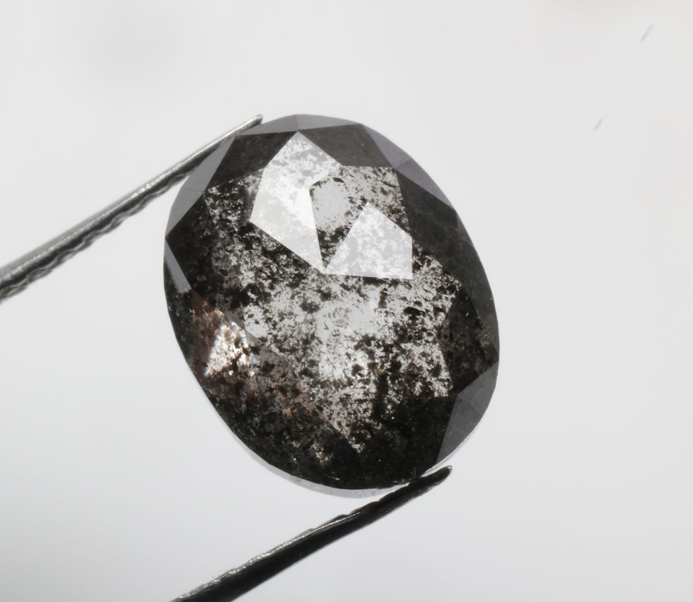 Thumbnail: 2.26 CT 9.0 X 7.2 MM Natural Salt and Pepper Oval cut Diamond For Oval Ring