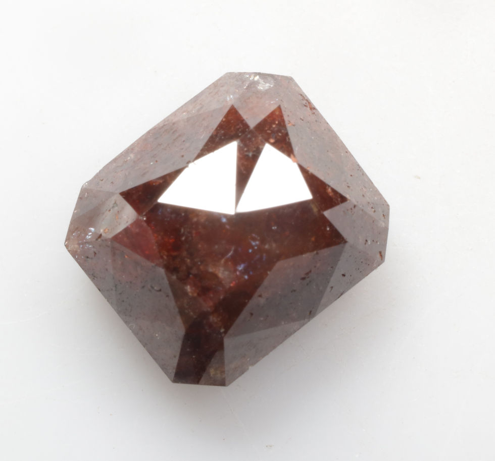 Thumbnail: 5.53 CT 9.9 X 8.7 MM Natural Loose Diamond, Emerald cut Diamond, Dark Red color