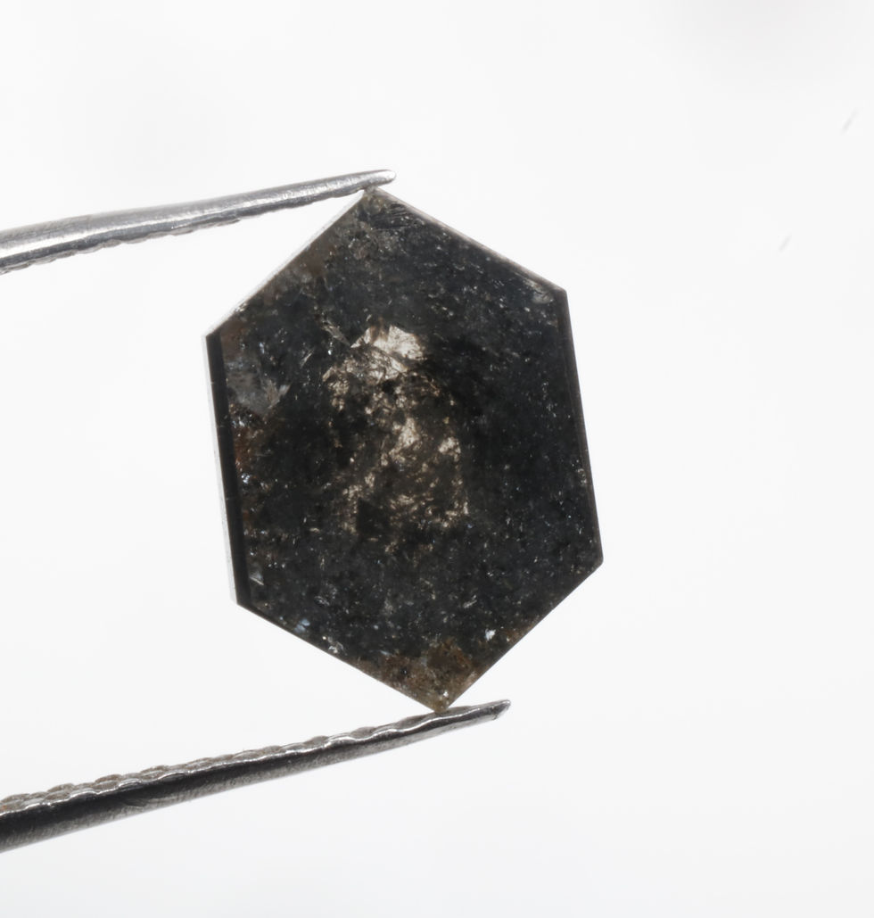 Thumbnail: 1.48 CT 8.9 X 6.3 MM Hexagon cut Natural Salt and Pepper Diamond for Jewelry