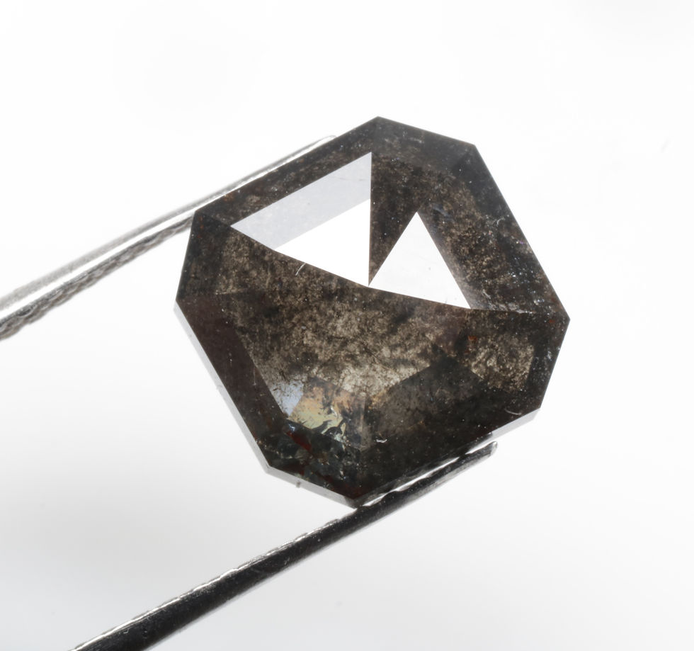 2.93 CT 8.5 X 8.4 MM Natural Salt and Pepper Cushion cut Diamond Black Color