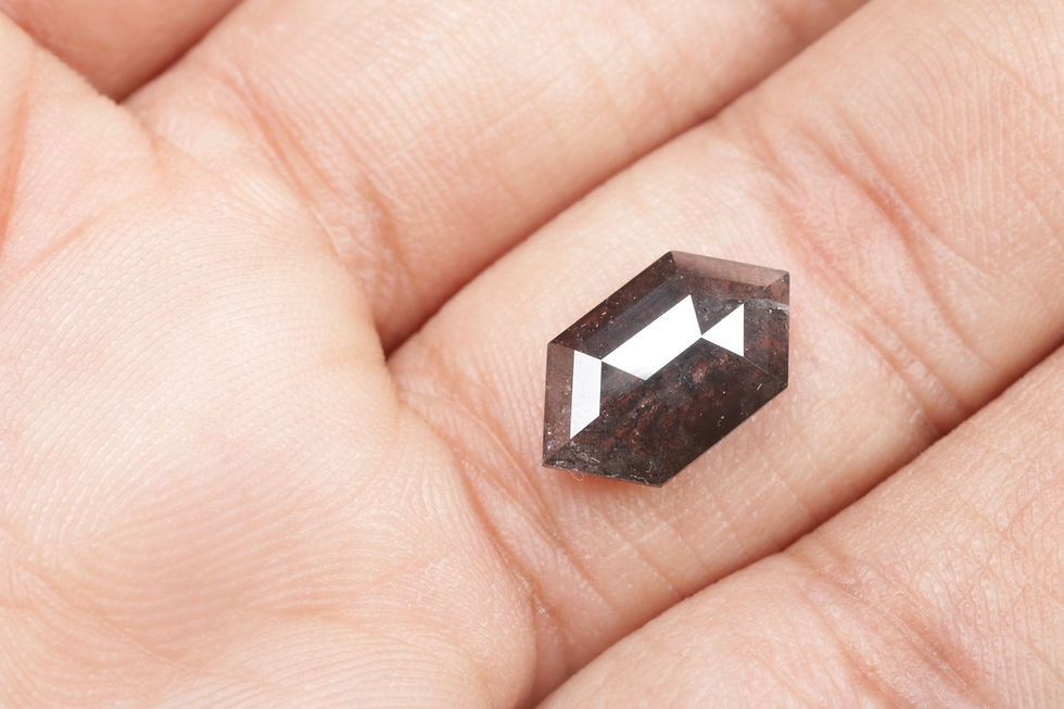 Thumbnail: 2.13 CT 12.8 X 7.4 MM Natural Loose Diamond Hexagon Diamond Grey Black Color