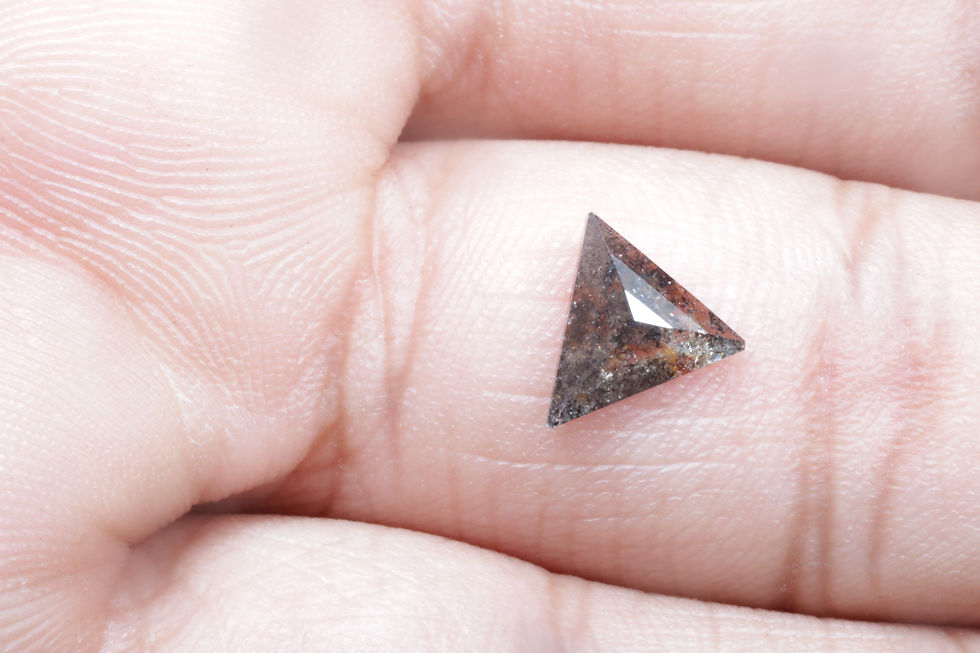 Thumbnail: 0.77 CT 7.1 X 7.6 MM Natural Salt and Pepper Triangle cut Diamond, fancy Color