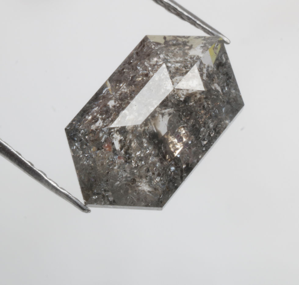 Thumbnail: 1.40 CT 10.1 X 5.8 MM Natural Loose Hexagon Diamond, Salt and Pepper Hexagon cut