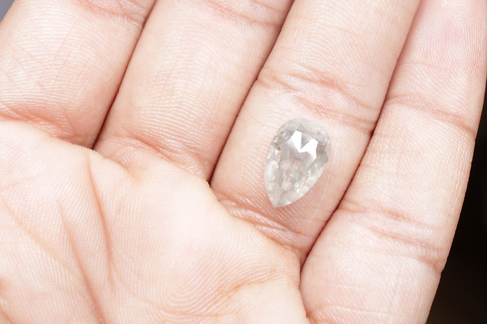 Thumbnail: 4.17 CT 12.2 X 8.0 MM Natural Pear cut Salt and Pepper Diamond for Jewelry