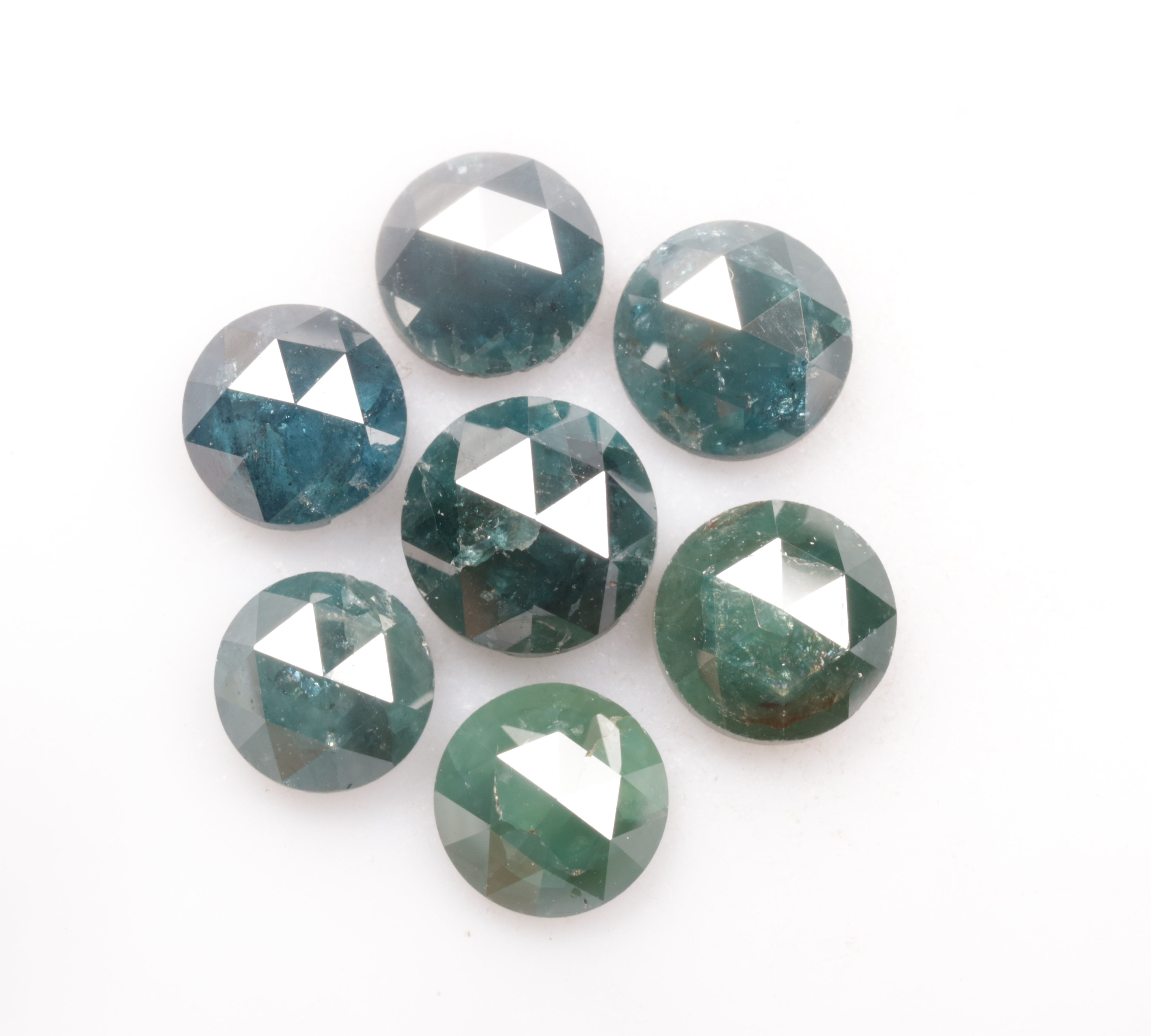 5.40 CT 5.2 to 6.0 MM Natural Loose Round Rose cut Diamond Lot, Treated Blue