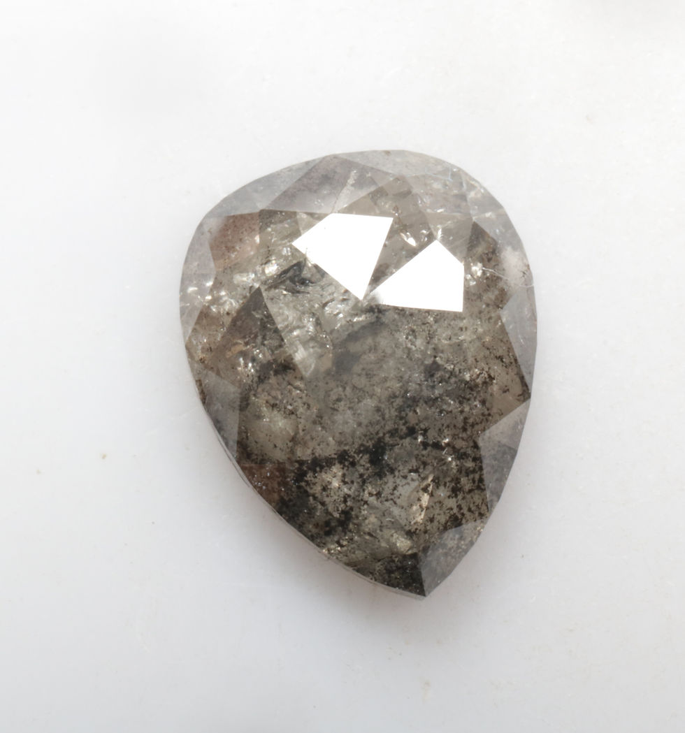 Thumbnail: 2.38 CT 10.3 X 8.2 MM Pear cut Natural Salt and Pepper Diamond, Black Grey color