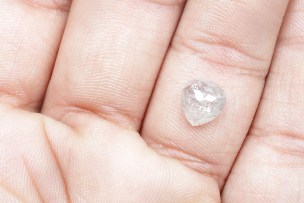 Thumbnail: 1.29 CT 8.0 X 7.3 MM Natural Salt and Pepper Pear cut Diamond, White Grey color