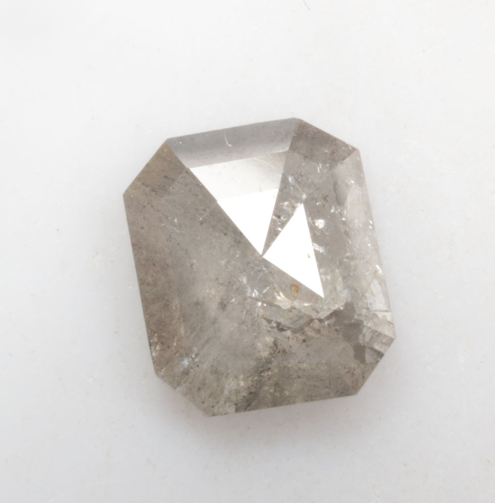 Thumbnail: 0.89 CT 6.6 X 5.7 MM Natural Salt and Pepper Emerald cut Diamond, Grey color