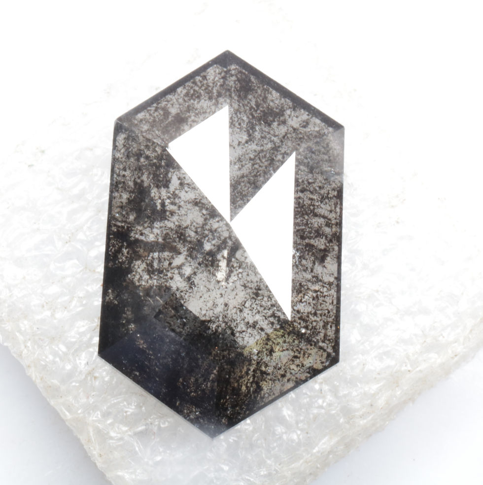 Thumbnail: 8.08 CT 17.8 X 10.5 MM Natural Hexagon Cut Salt and Pepper Diamond Black color