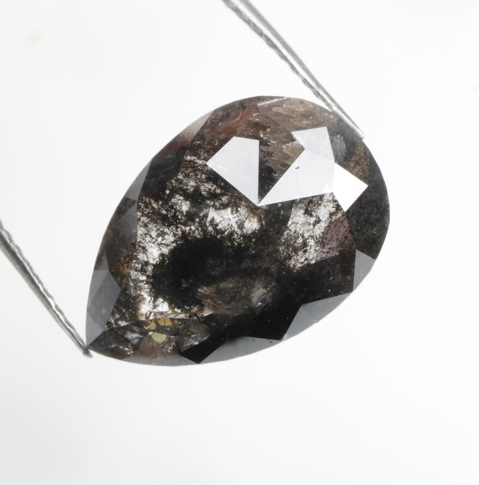 Thumbnail: 3.80 CT 14.0 X 9.4 MM Natural Pear cut Salt and Pepper Diamond for Jewelry