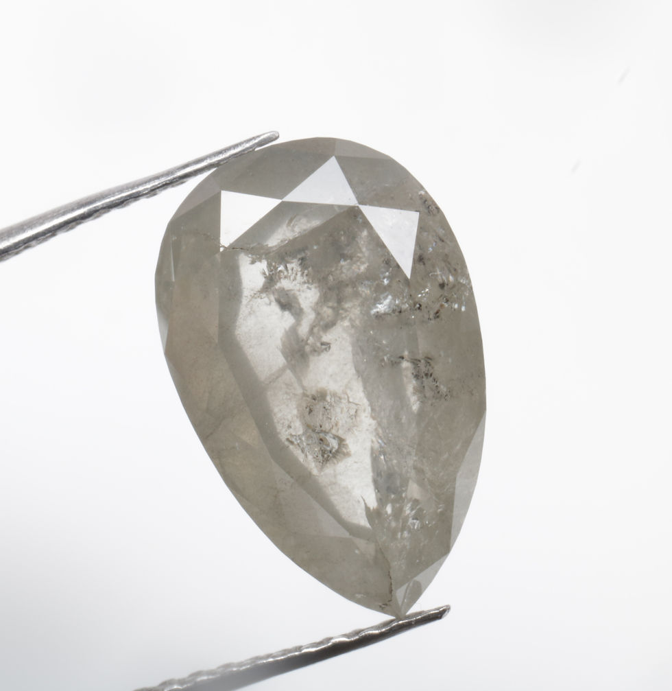 Thumbnail: 4.17 CT 12.2 X 8.0 MM Natural Pear cut Salt and Pepper Diamond for Jewelry