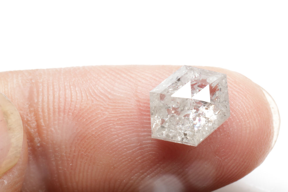 Thumbnail: 2.48 CT 10.0 X 7.2 MM Natural Hexagon Cut Salt and Pepper Diamond, White color