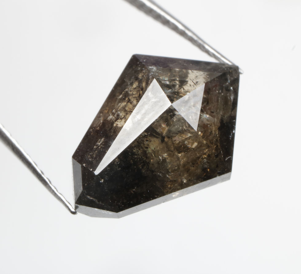 Thumbnail: 4.07 CT 12.6 X 9.2 MM Natural Loose Salt and Pepper Shield Cut Diamond