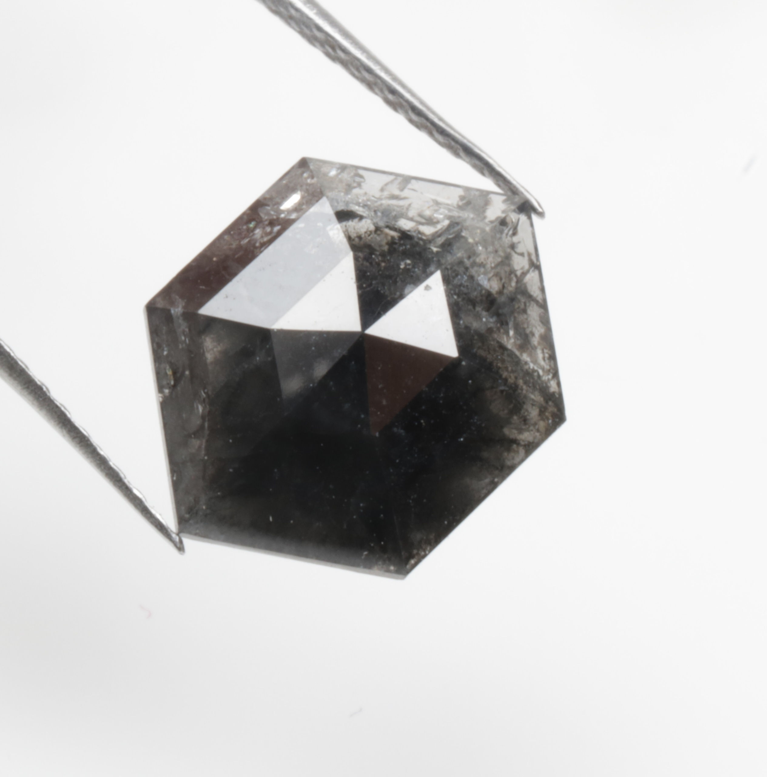 2.86 CT 11.6 X 8.9 MM Natural Hexagon Cut Salt and Pepper Diamond For Jewelry