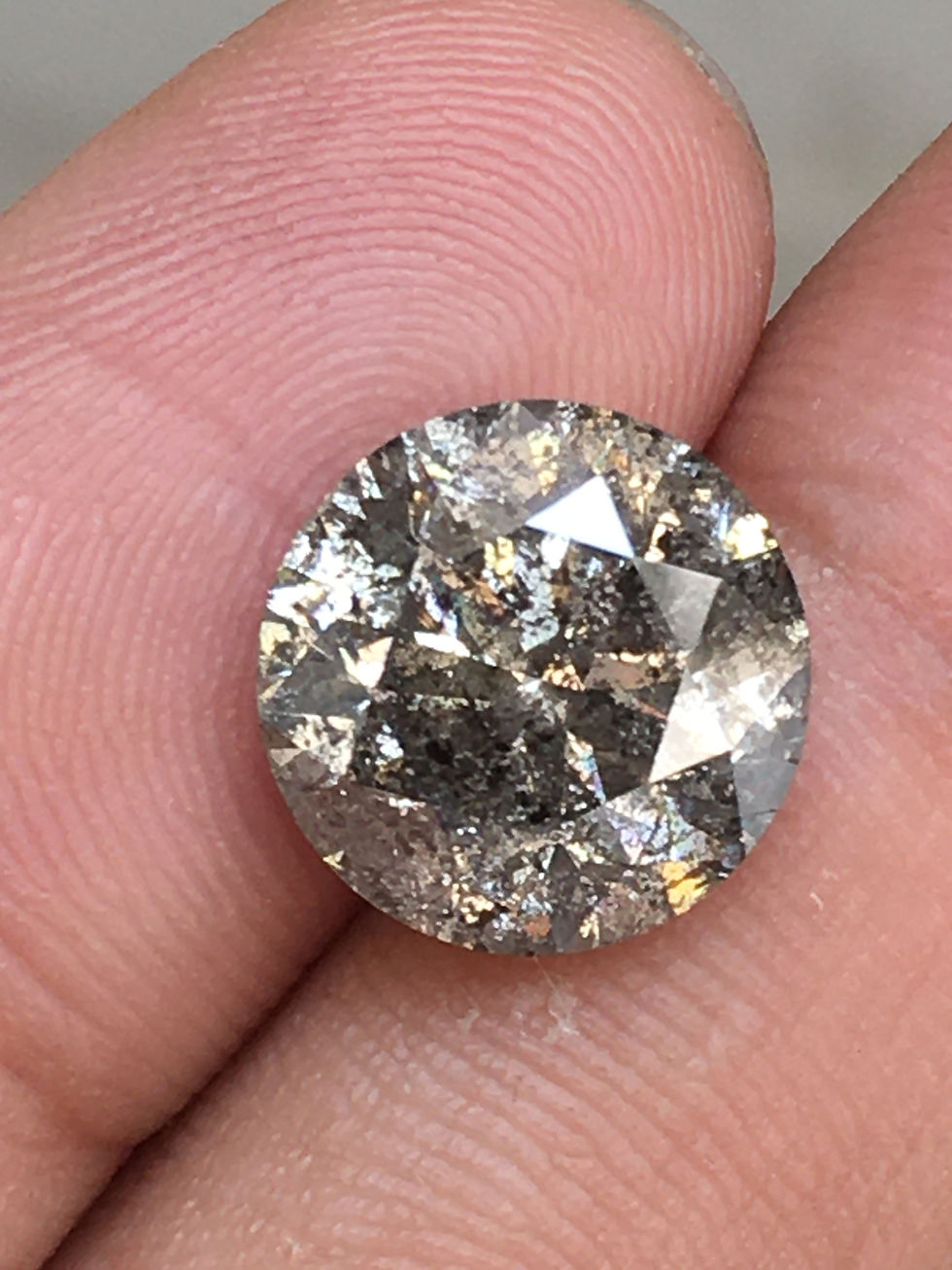 Thumbnail: 5.50 CT 10.7 MM Natural Salt and Pepper Round Cut Brilliant cut Diamond