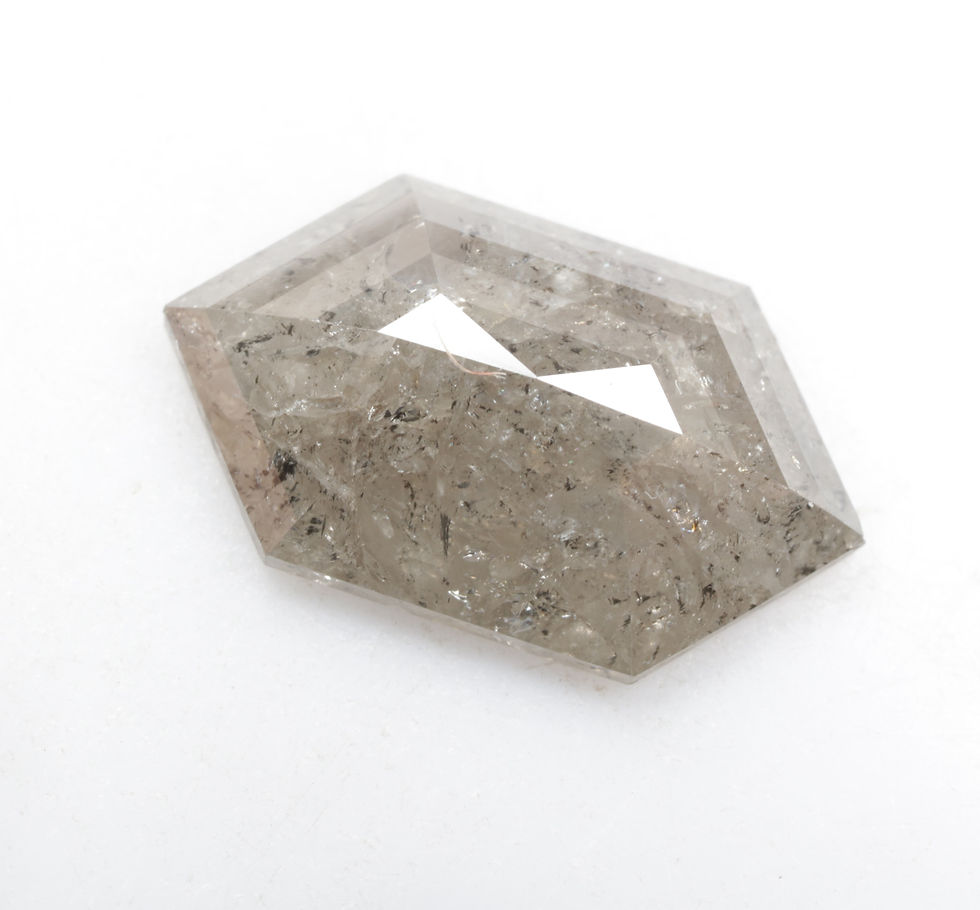 Thumbnail: 3.05 CT 13.8 X 8.0 MM Natural Hexagon Cut Salt and Pepper Diamond For Jewelry