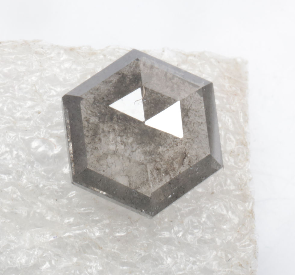 Thumbnail: 1.60 CT 9.0 X 7.6 MM Natural Hexagon Cut Salt and Pepper Diamond, Grey color