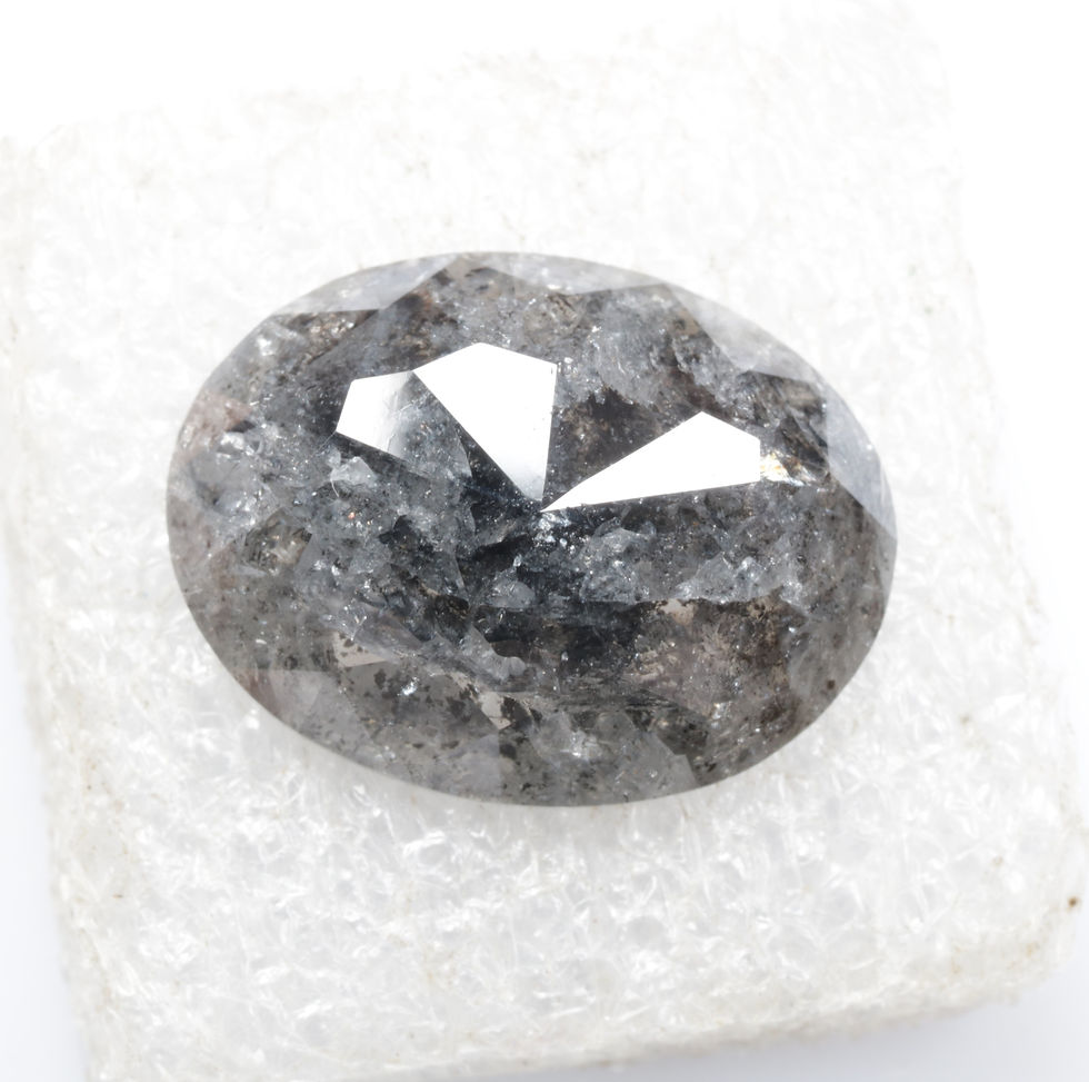Thumbnail: 4.92 CT 14.6 X 11.0 MM Natural Oval cut Salt and Pepper Diamond For Wedding Ring