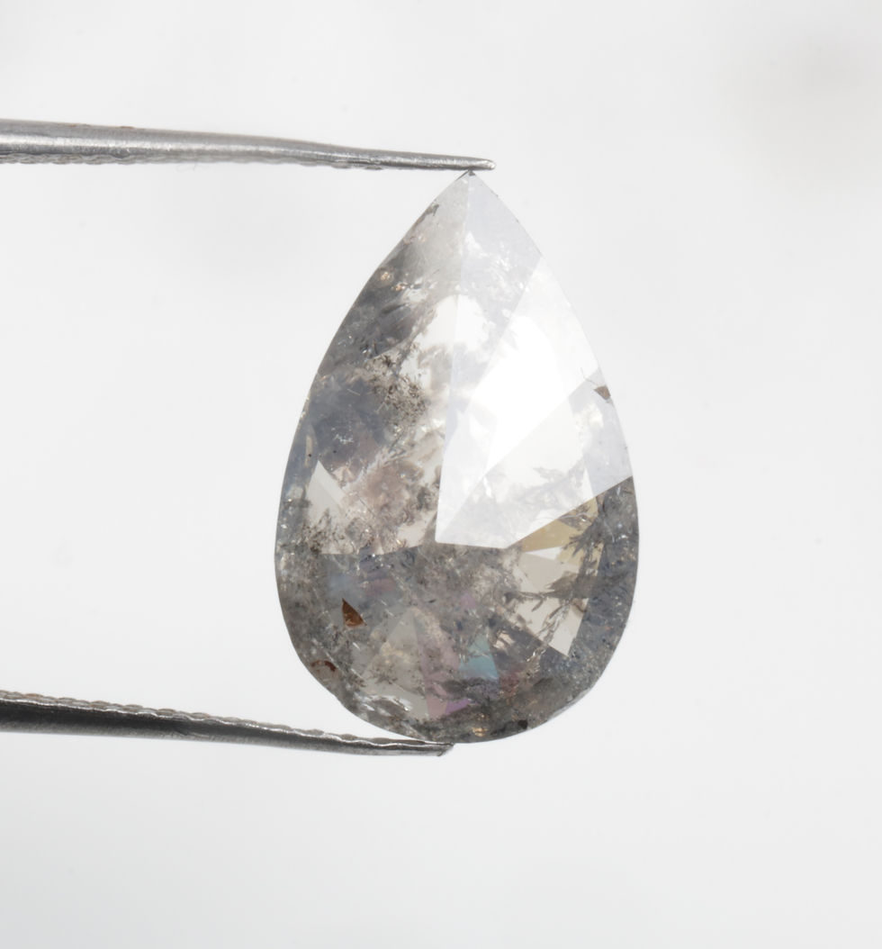 Thumbnail: 3.41 CT 13.7 X 8.7 MM Pear cut Natural Salt and Pepper Diamond, Grey Color