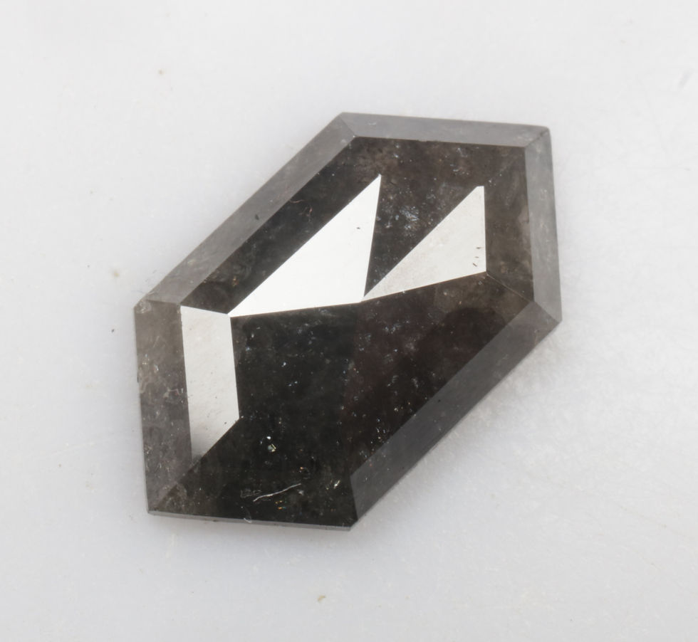 Thumbnail: 2.73 CT 14.0 X 7.7 MM Natural Loose Hexagon cut Diamond Black Color for Wedding