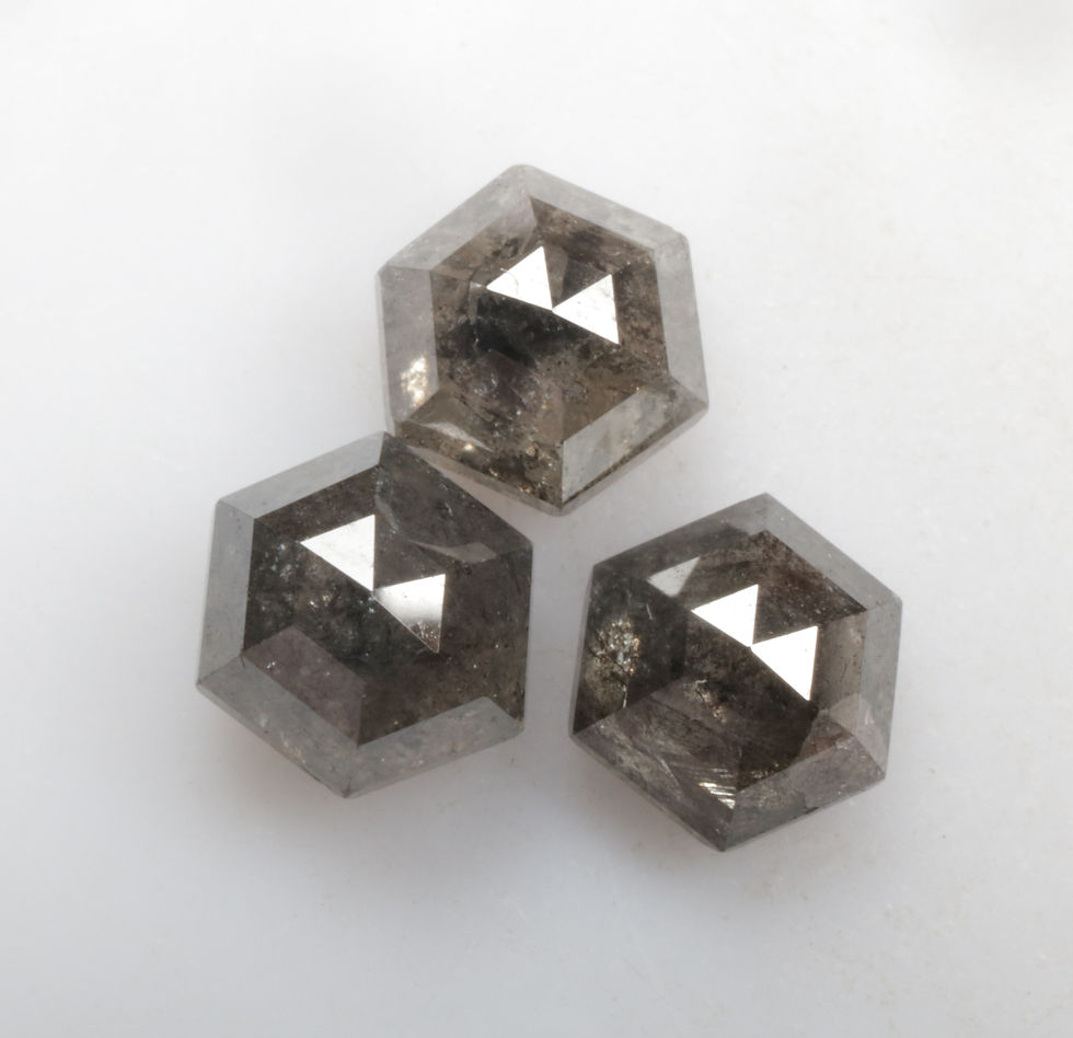 Thumbnail: 2.48 CT Natural Hexagon Cut Salt and Pepper Diamond Lot 3Pcs for Jewelry