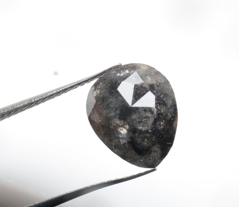 Thumbnail: 2.99 CT 10.9 X 9.0 MM Natural Pear cut Salt and Pepper Diamond, Black color