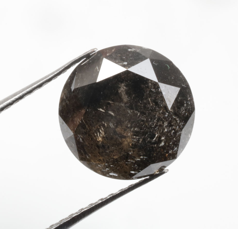 Thumbnail: 4.19 CT 9.6 MM Natural Round Cut Salt and pepper Brilliant cut Diamond