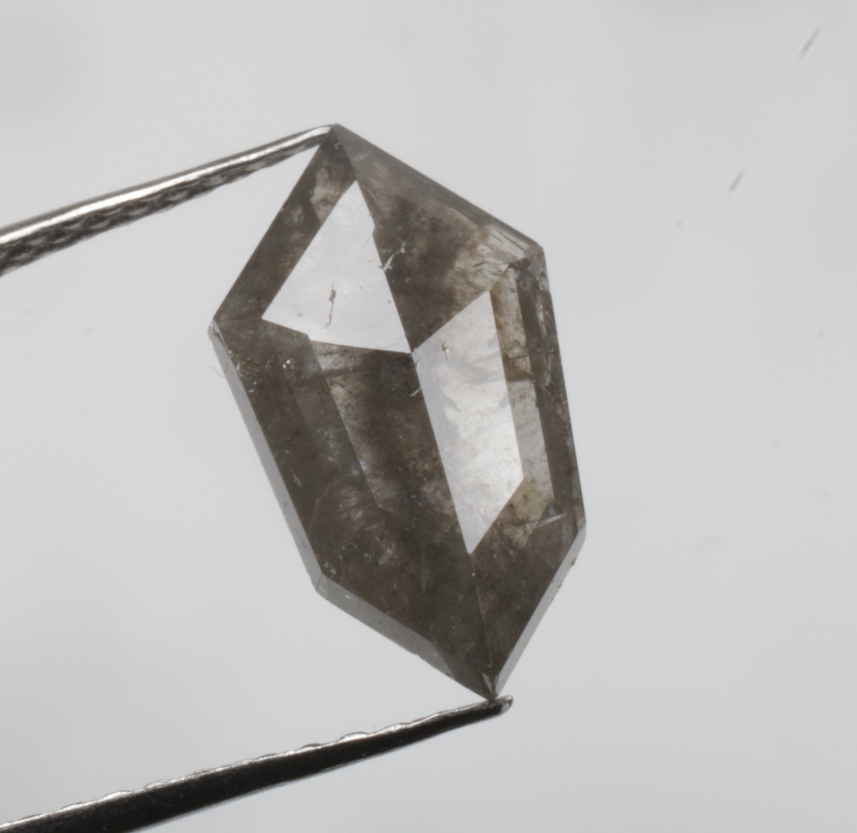1.75 CT 11.4 X 6.5 MM Natural Shield cut Salt and pepper Diamond Grey Color