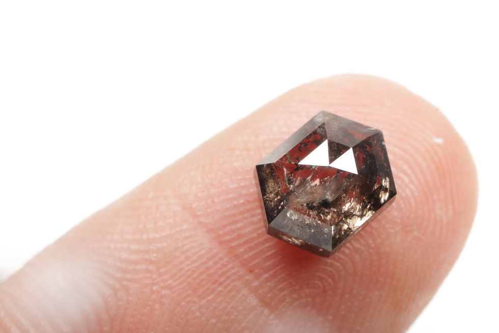 Thumbnail: 1.61 CT 7.6 X 5.8 MM Natural Hexagon Cut Salt and Pepper Diamond For Jewelry