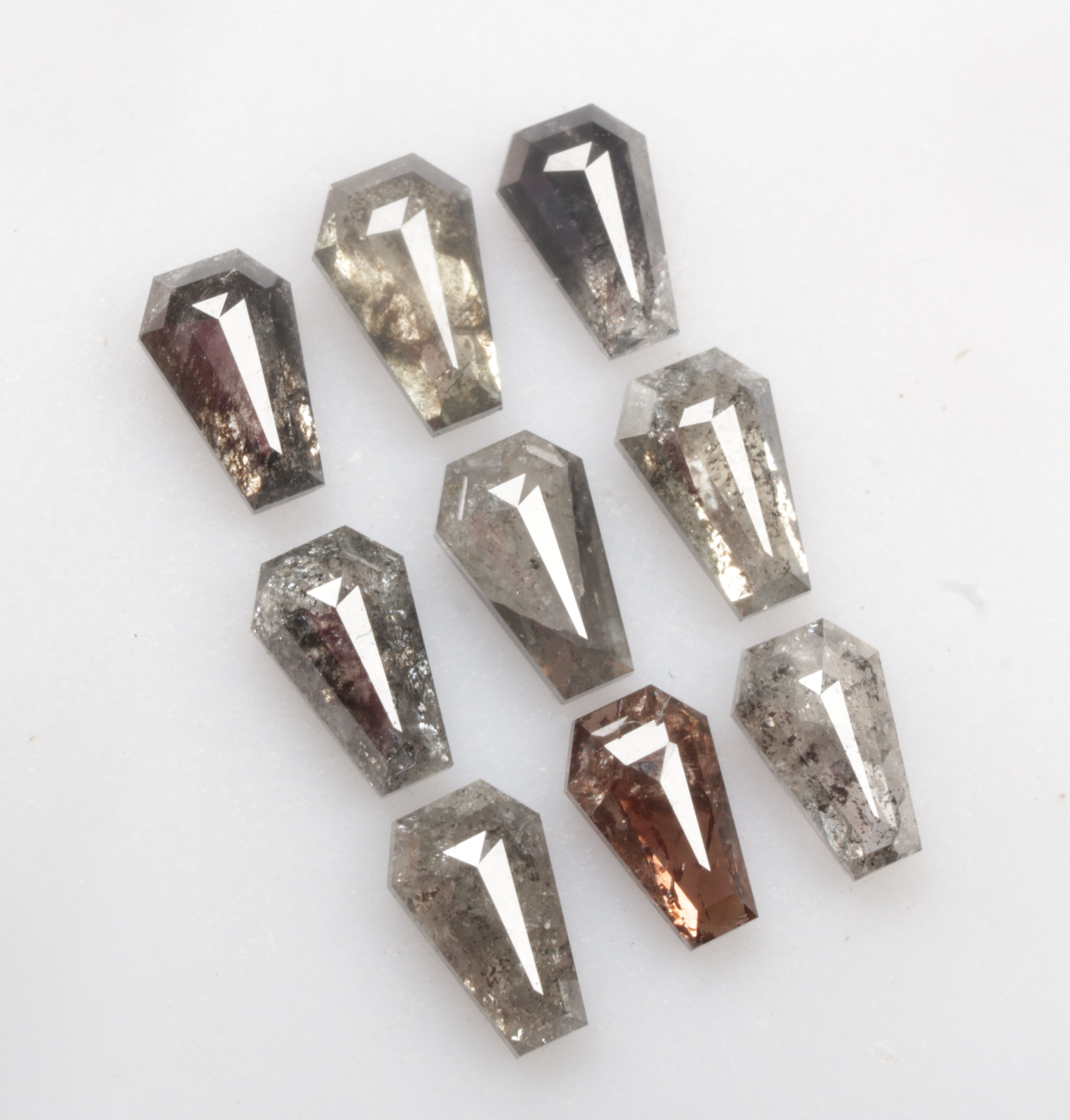 2.34 CT Natural Salt and Pepper Coffin Shape Diamond Casket cut Grey Black color