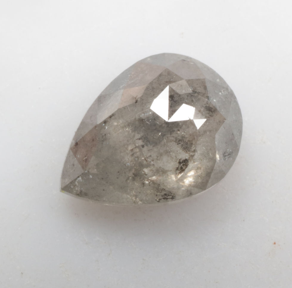 Thumbnail: 0.97 CT 7.3 X 5.4 MM Natural Salt and Pepper Pear cut Diamond,  Black Color