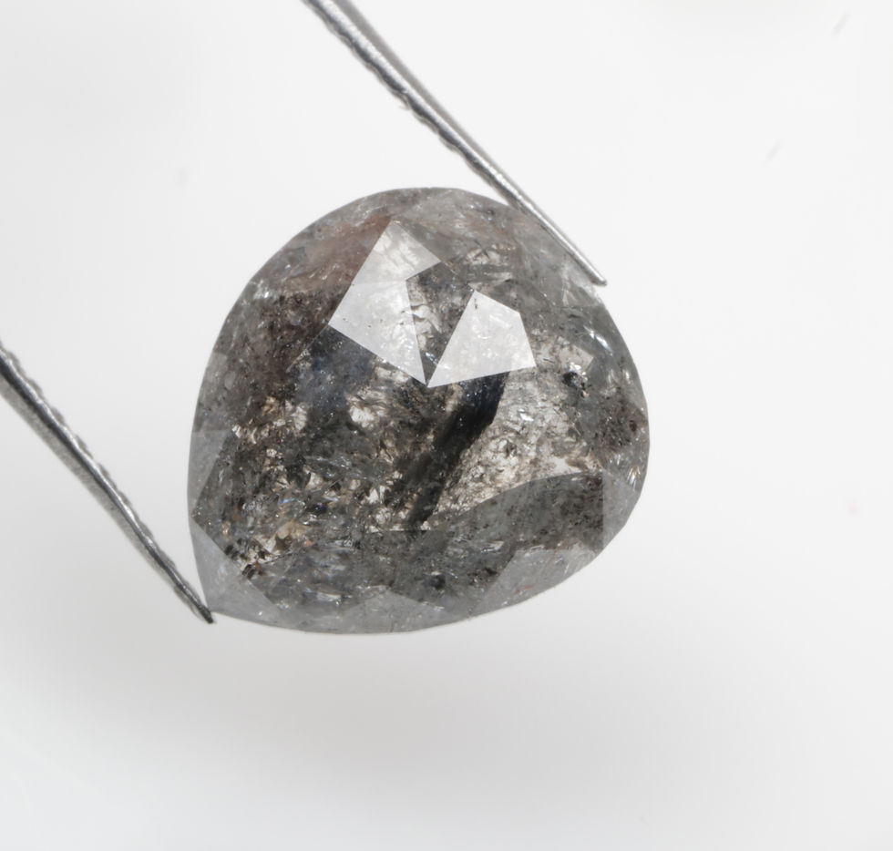 Thumbnail: 2.18 CT 10.2 X 8.8 MM Natural Pear cut Salt and Pepper Diamond for Jewelry