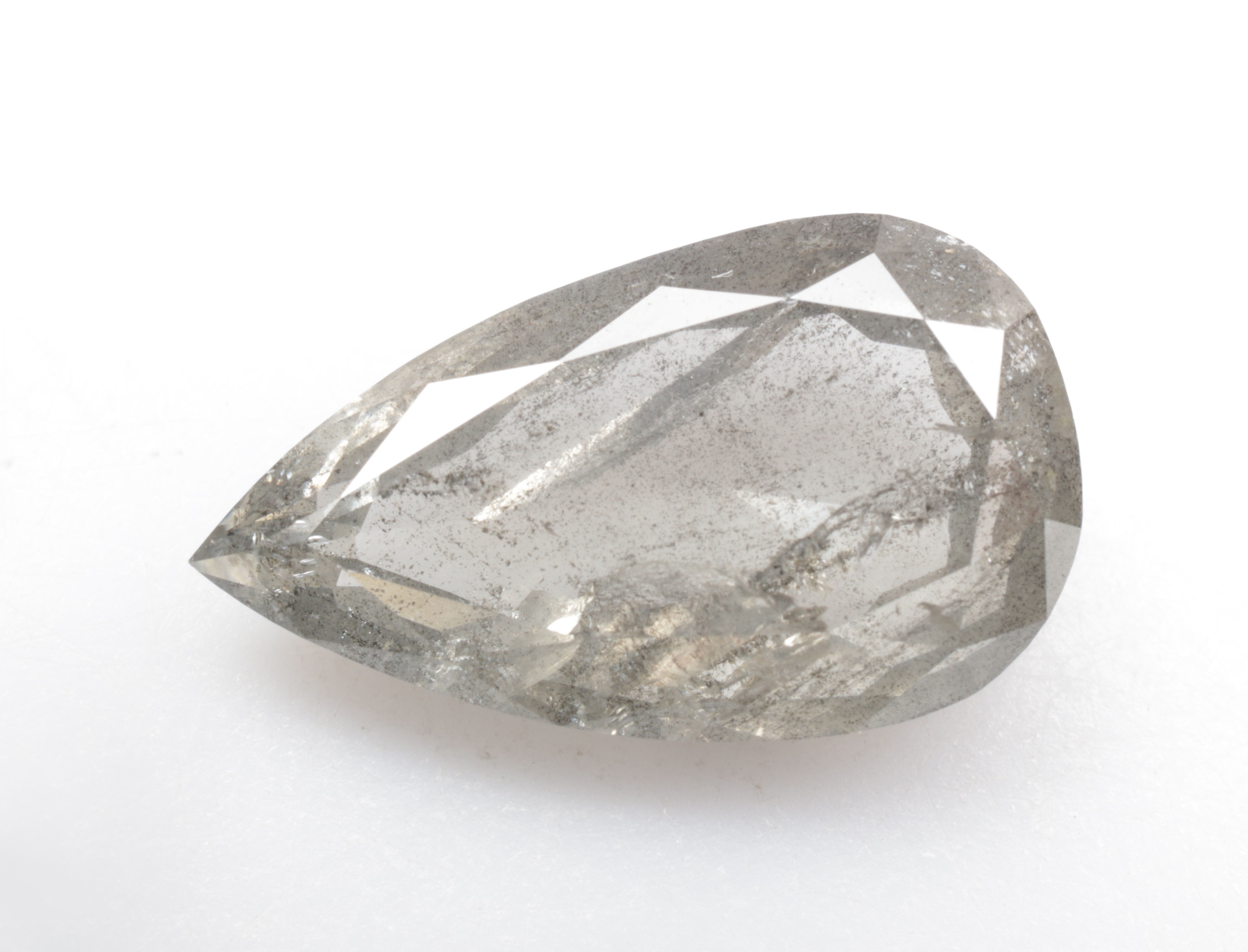 3.66 CT 14.2 X 8.2 MM Natural Pear Full cut Diamond White Grey color For Jewelry