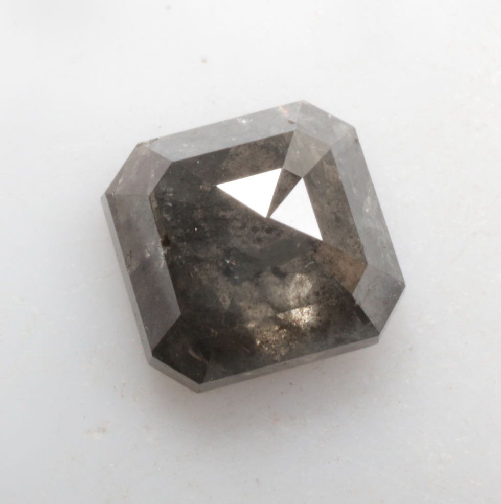 Thumbnail: 1.21 CT 6.0 X 5.8 MM Natural Salt and Pepper Emerald cut Diamond, Black color