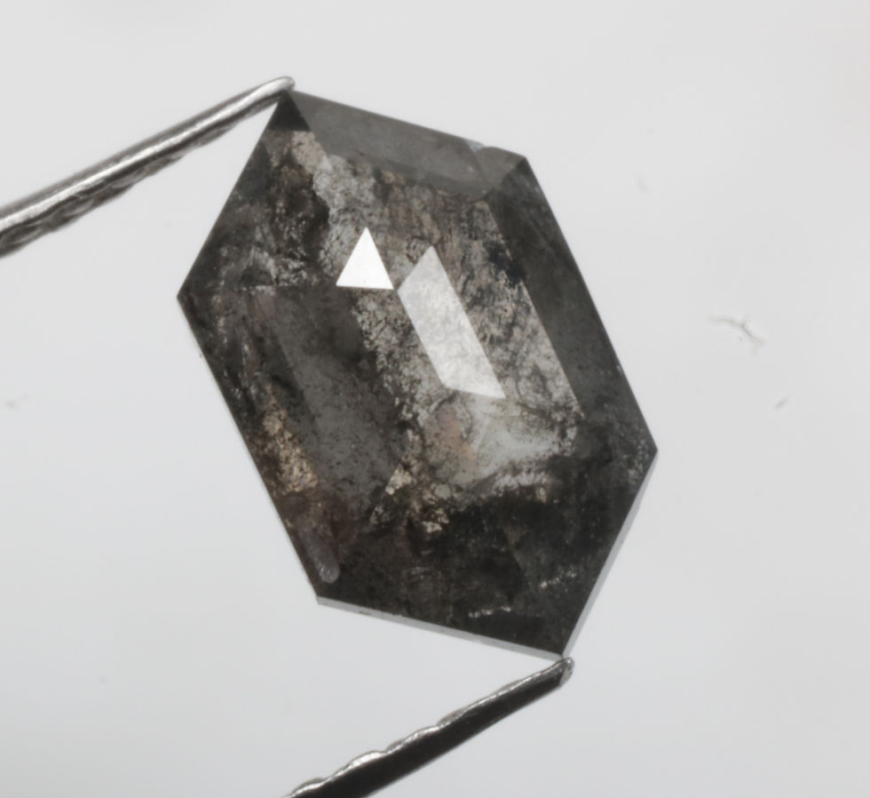 Thumbnail: 0.98 CT 8.2 X 4.9 MM Natural Loose Hexagon Diamond, Salt and Pepper Hexagon cut