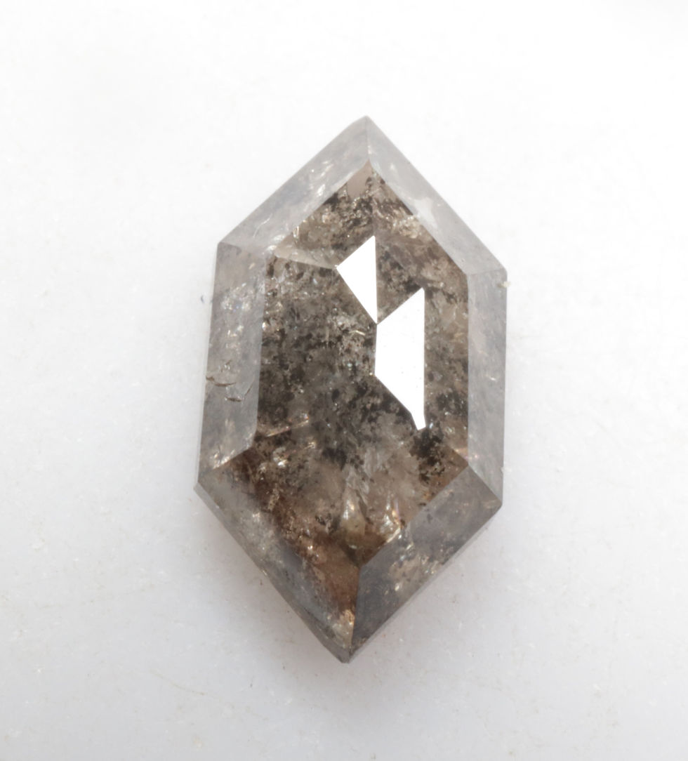 Thumbnail: 1.35 CT 9.7 X 5.3 MM Natural Hexagon Cut Salt and Pepper Diamond for Jewelry