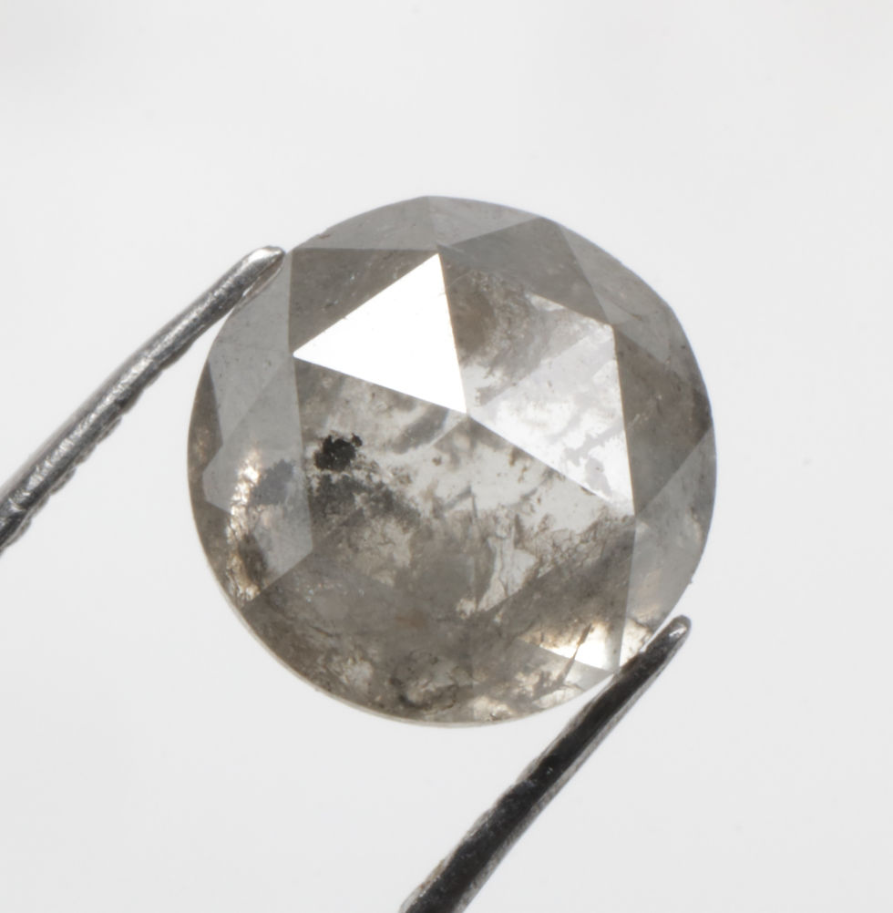 Thumbnail: 1.31 CT 6.1 MM Natural Round Rose Cut Diamond, White Grey Color